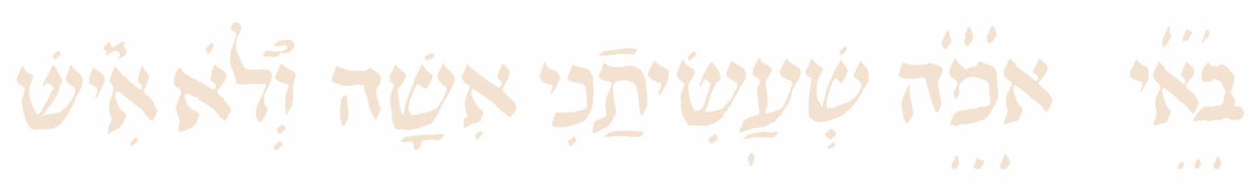 ברוך אתה ה׳ אלוהינו מלך העולם שעשיתני אשה ולא איש — Blessed are You, Lord our God, King of the universe, who has made me a woman and not a man.